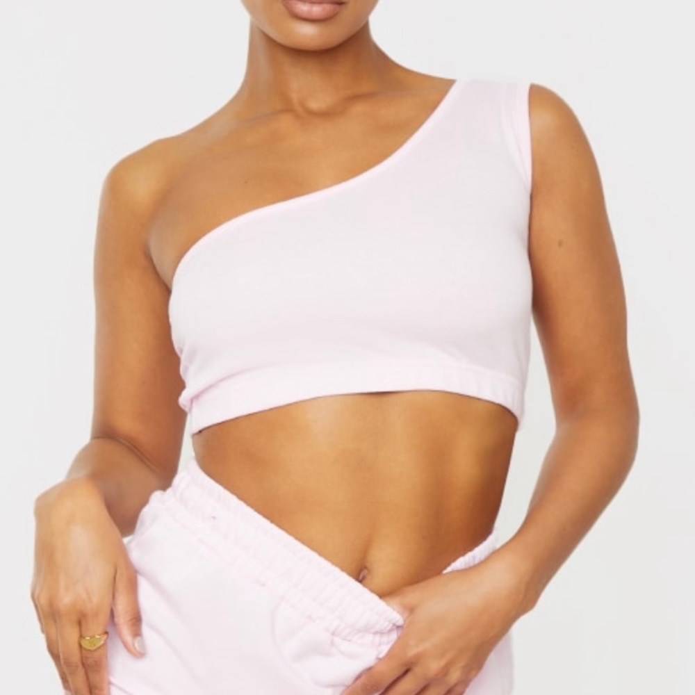 Baby pink one shoulder top